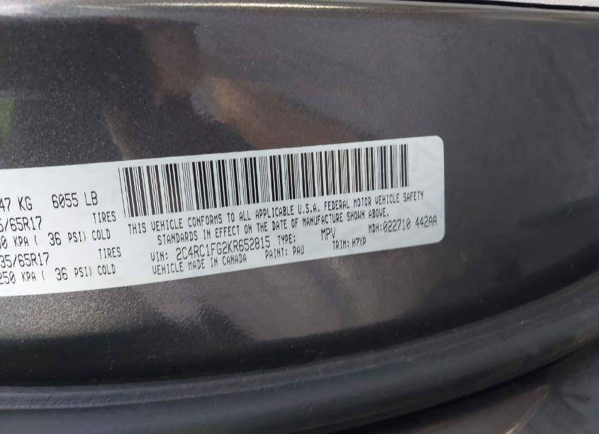 Photo 9 of 2019 Chrysler Pacifica TOURING PLUS (VIN 2C4RC1FG2KR652815)
