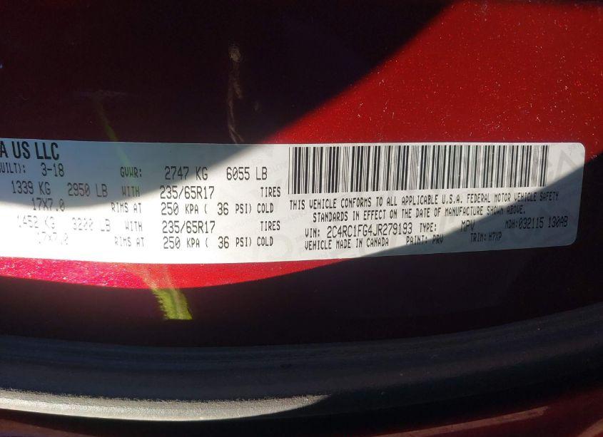 Photo 9 of 2018 Chrysler Pacifica TOURING PLUS (VIN 2C4RC1FG4JR279193)