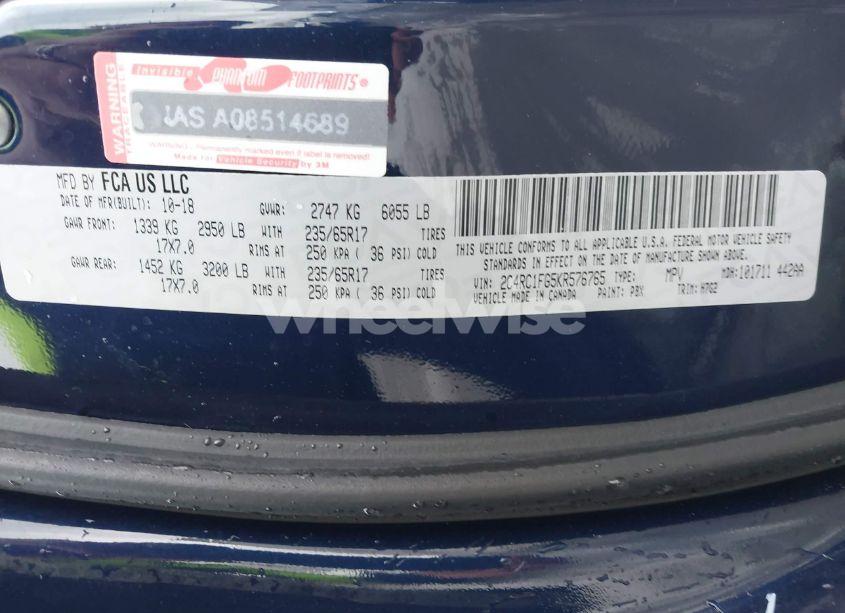 Photo 9 of 2019 Chrysler Pacifica TOURING PLUS (VIN 2C4RC1FG5KR576765)