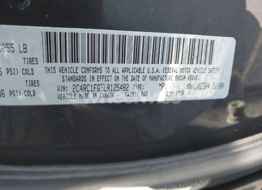 Photo 9 of 2020 Chrysler Pacifica TOURING (VIN 2C4RC1FG5LR125482)