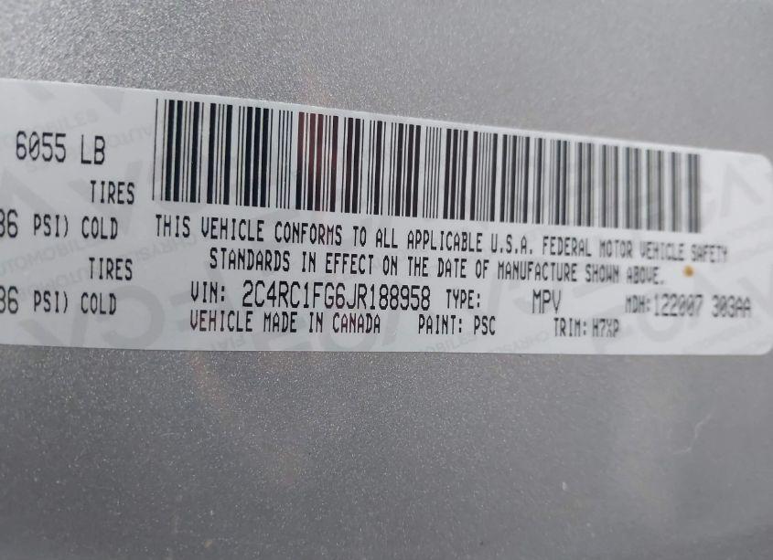 Photo 9 of 2018 Chrysler Pacifica TOURING PLUS (VIN 2C4RC1FG6JR188958)