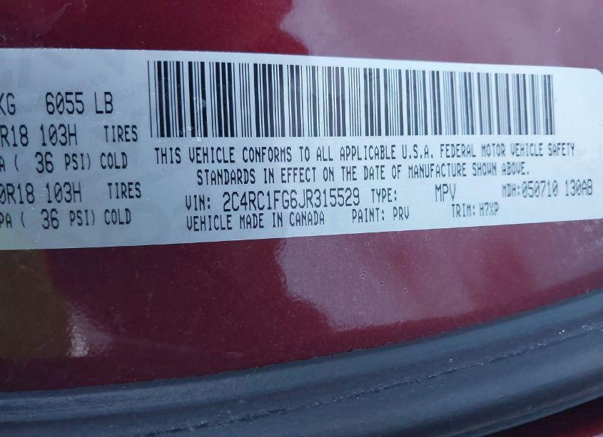 Photo 9 of 2018 Chrysler Pacifica TOURING PLUS (VIN 2C4RC1FG6JR315529)