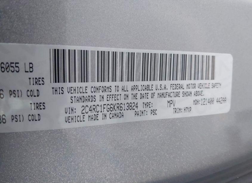 Photo 9 of 2019 Chrysler Pacifica TOURING PLUS (VIN 2C4RC1FG6KR613824)