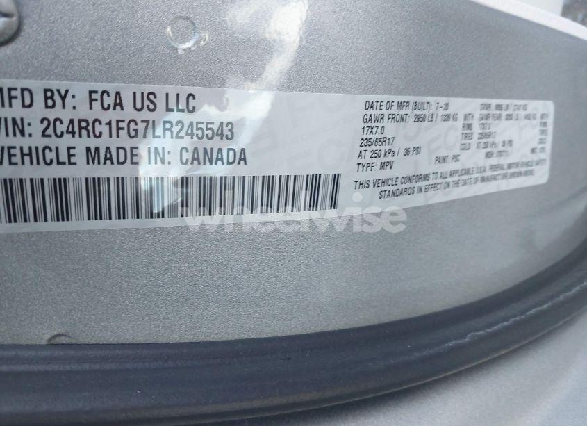 Photo 9 of 2020 Chrysler Pacifica TOURING (VIN 2C4RC1FG7LR245543)