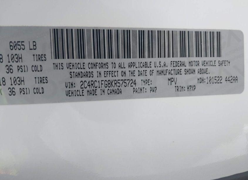 Photo 9 of 2019 Chrysler Pacifica TOURING PLUS (VIN 2C4RC1FG8KR575724)