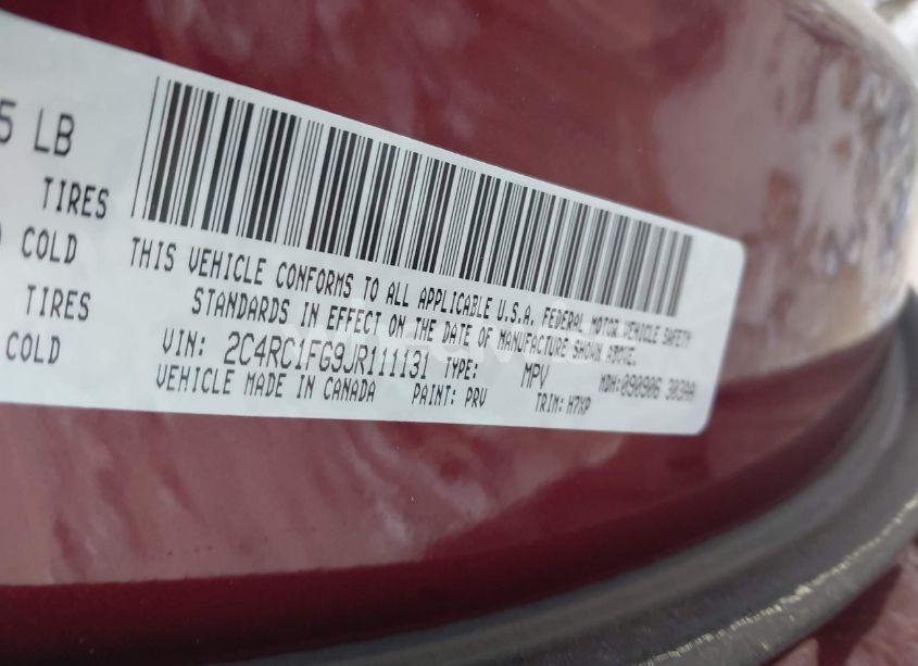 Photo 9 of 2018 Chrysler Pacifica TOURING PLUS (VIN 2C4RC1FG9JR111131)