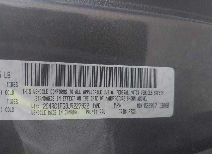 Photo 9 of 2018 Chrysler Pacifica TOURING PLUS (VIN 2C4RC1FG9JR227932)