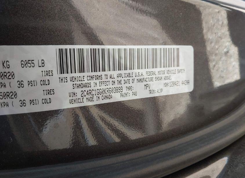 Photo 9 of 2019 Chrysler Pacifica LIMITED (VIN 2C4RC1GG0KR603899)