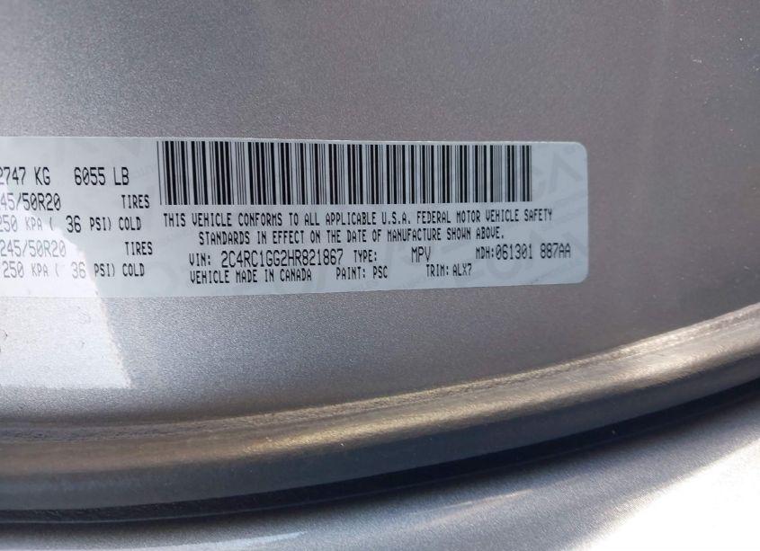 Photo 9 of 2017 Chrysler Pacifica LIMITED (VIN 2C4RC1GG2HR821867)