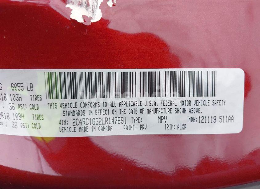 Photo 9 of 2020 Chrysler Pacifica LIMITED (VIN 2C4RC1GG2LR147891)