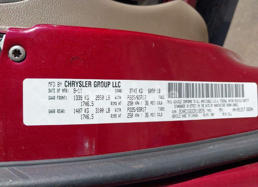 Photo 9 of 2012 Chrysler Town & COUNTRY LIMITED (VIN 2C4RC1GG3CR118576)