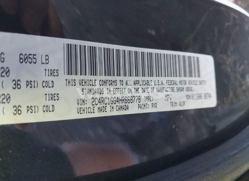 Photo 9 of 2017 Chrysler Pacifica LIMITED (VIN 2C4RC1GG4HR668778)