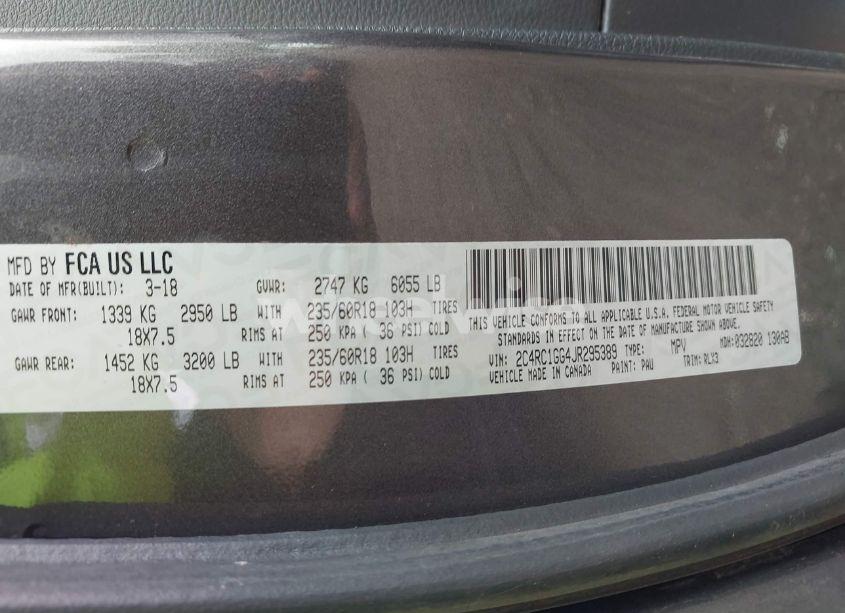 Photo 9 of 2018 Chrysler Pacifica LIMITED (VIN 2C4RC1GG4JR295389)