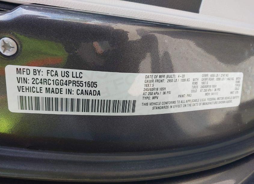 Photo 9 of 2023 Chrysler Pacifica LIMITED (VIN 2C4RC1GG4PR551605)