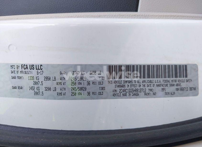 Photo 9 of 2017 Chrysler Pacifica LIMITED (VIN 2C4RC1GG5HR812712)