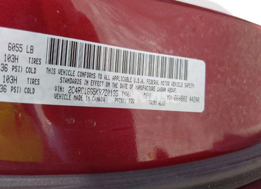 Photo 9 of 2019 Chrysler Pacifica LIMITED (VIN 2C4RC1GG5KR720135)