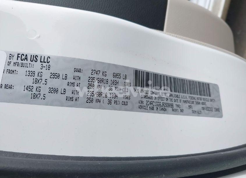 Photo 9 of 2018 Chrysler Pacifica LIMITED (VIN 2C4RC1GG6JR269098)