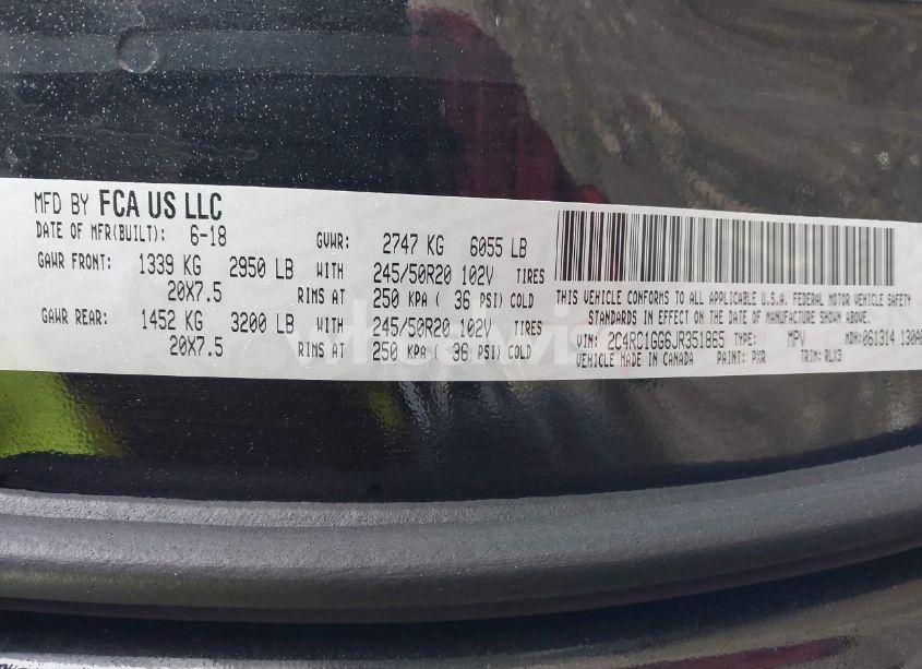 Photo 9 of 2018 Chrysler Pacifica LIMITED (VIN 2C4RC1GG6JR351865)