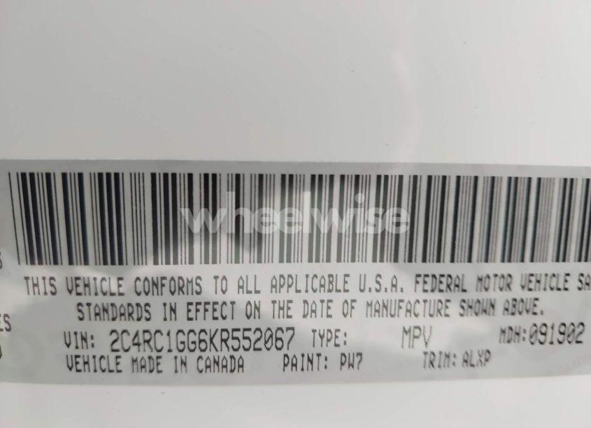 Photo 9 of 2019 Chrysler Pacifica LIMITED (VIN 2C4RC1GG6KR552067)