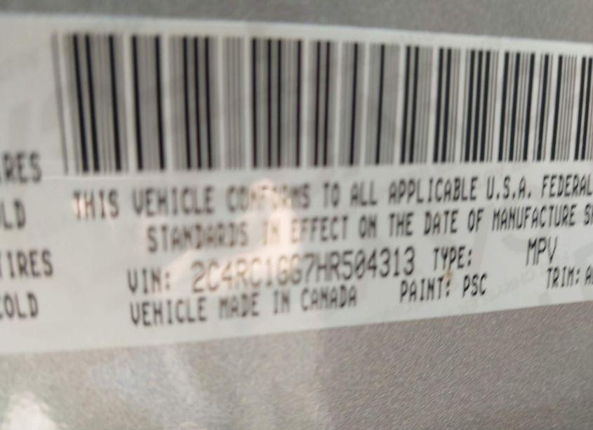 Photo 9 of 2017 Chrysler Pacifica LIMITED (VIN 2C4RC1GG7HR504313)