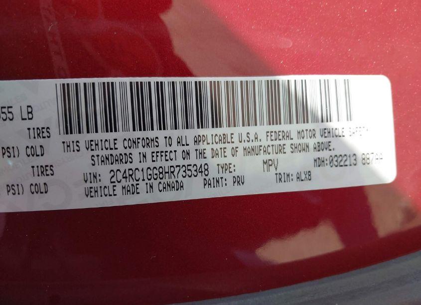 Photo 9 of 2017 Chrysler Pacifica LIMITED (VIN 2C4RC1GG8HR735348)