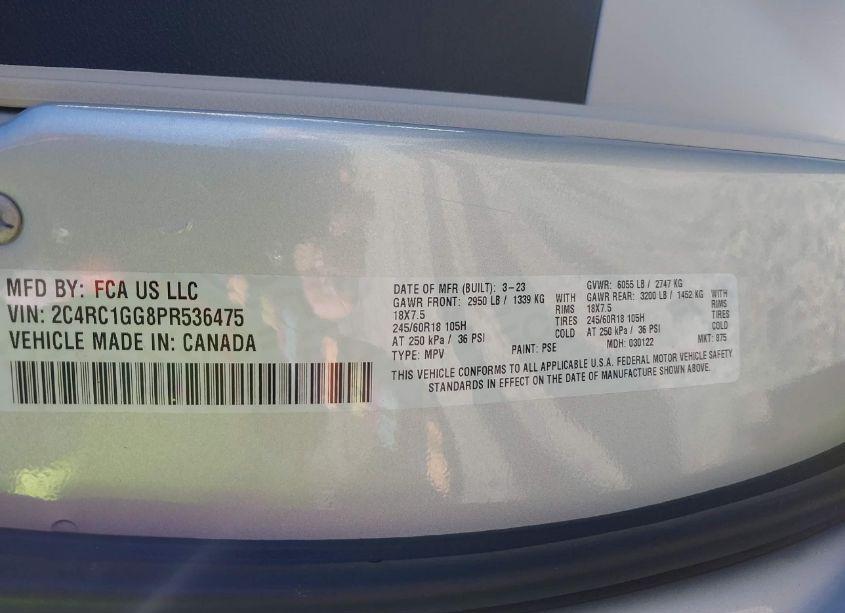 Photo 9 of 2023 Chrysler Pacifica LIMITED (VIN 2C4RC1GG8PR536475)