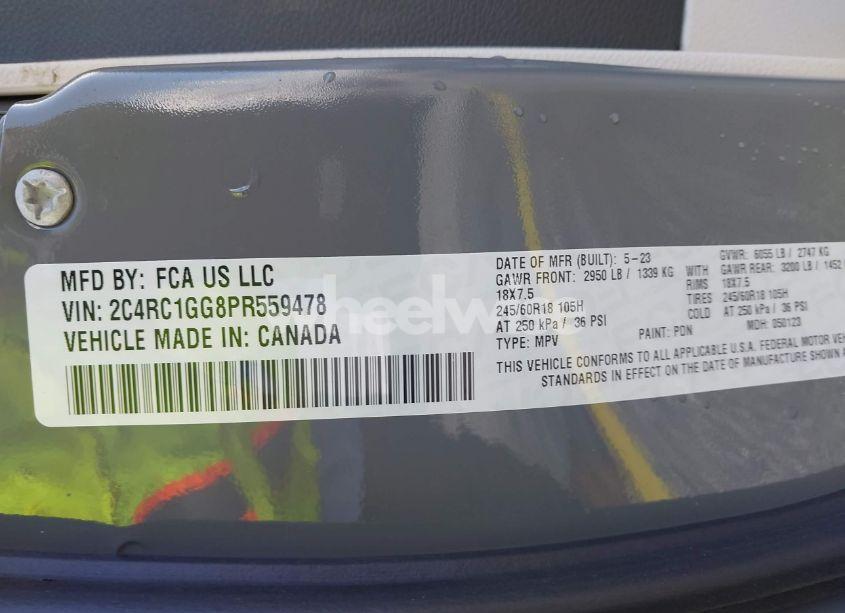 Photo 9 of 2023 Chrysler Pacifica LIMITED (VIN 2C4RC1GG8PR559478)