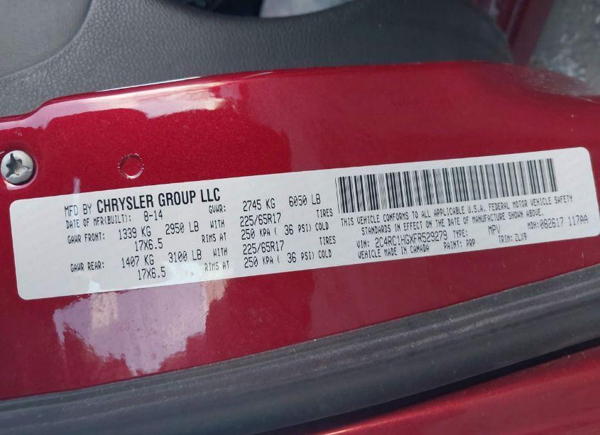 Photo 9 of 2015 Chrysler Town & COUNTRY S (VIN 2C4RC1HGXFR529279)