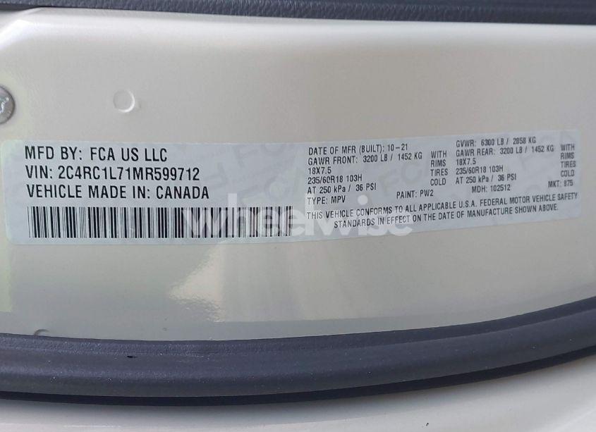 Photo 9 of 2021 Chrysler Pacifica HYBRID TOURING L (VIN 2C4RC1L71MR599712)