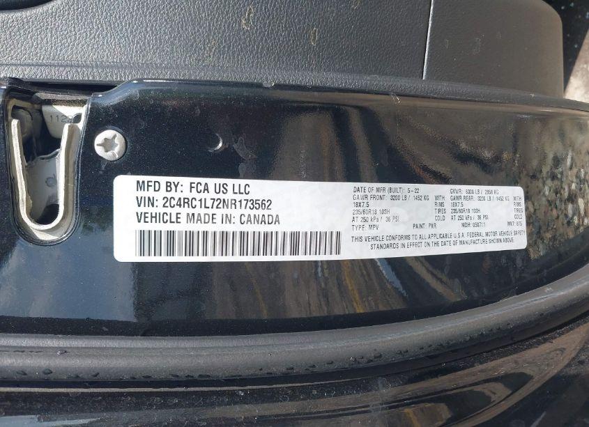 Photo 9 of 2022 Chrysler Pacifica HYBRID TOURING L (VIN 2C4RC1L72NR173562)