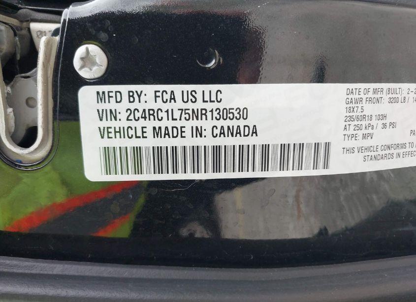 Photo 9 of 2022 Chrysler Pacifica HYBRID TOURING L (VIN 2C4RC1L75NR130530)