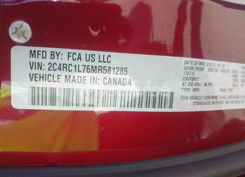 Photo 9 of 2021 Chrysler Pacifica HYBRID TOURING L (VIN 2C4RC1L76MR581285)