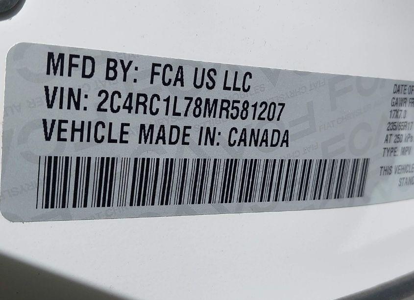 Photo 9 of 2021 Chrysler Pacifica HYBRID TOURING L (VIN 2C4RC1L78MR581207)