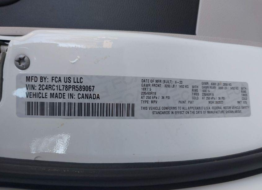 Photo 9 of 2023 Chrysler Pacifica HYBRID TOURING L (VIN 2C4RC1L78PR589067)