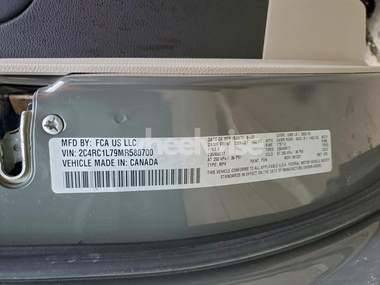 Photo 13 of 2021 CHRYSLER PACIFICA HYBRID TOURING L (VIN 2C4RC1L79MR580700)