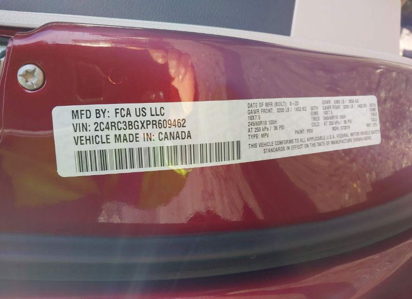 Photo 9 of 2023 Chrysler Pacifica TOURING L AWD (VIN 2C4RC3BGXPR609462)