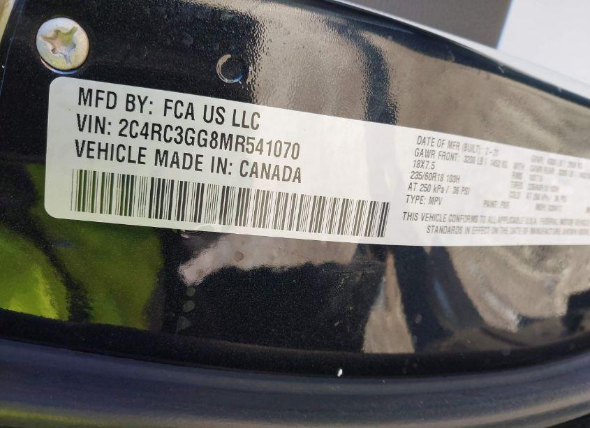 Photo 9 of 2021 Chrysler Pacifica LIMITED AWD (VIN 2C4RC3GG8MR541070)