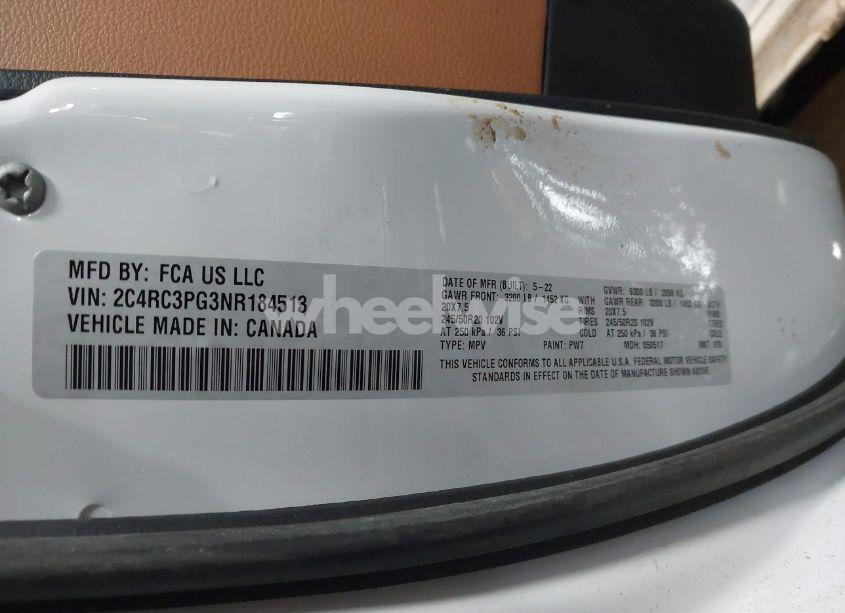 Photo 9 of 2022 Chrysler Pacifica PINNACLE AWD (VIN 2C4RC3PG3NR184513)