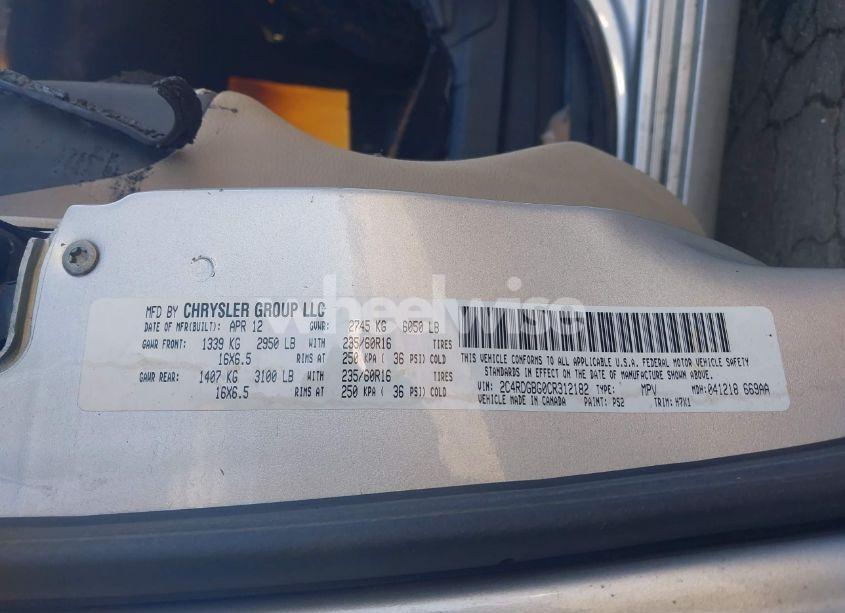 Photo 9 of 2012 Dodge Grand CARAVAN SE/AVP (VIN 2C4RDGBG0CR312182)