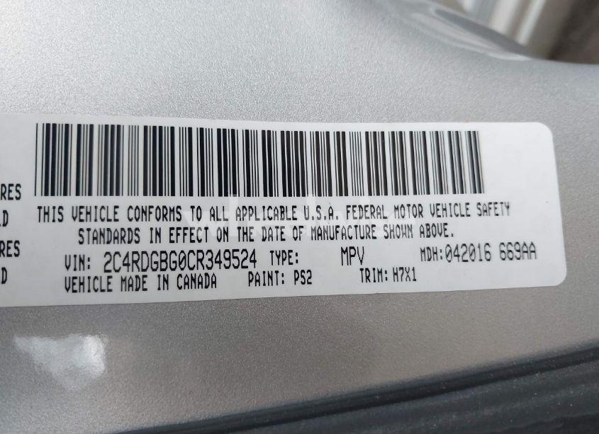 Photo 9 of 2012 Dodge Grand CARAVAN SE/AVP (VIN 2C4RDGBG0CR349524)