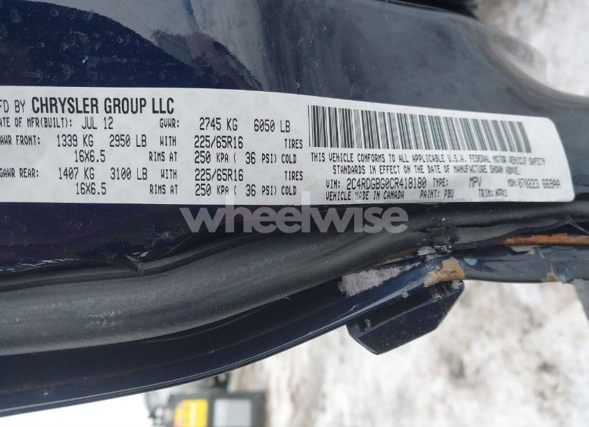 Photo 9 of 2012 Dodge Grand CARAVAN SE/AVP (VIN 2C4RDGBG0CR418180)