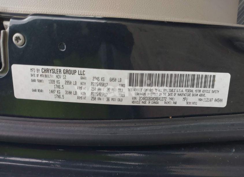 Photo 9 of 2013 Dodge Grand CARAVAN SE (VIN 2C4RDGBG0DR641272)