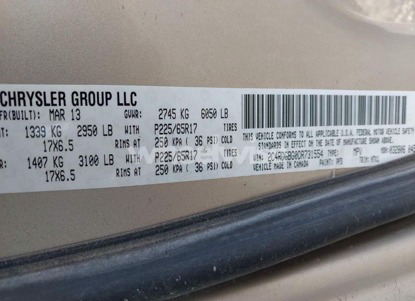 Photo 9 of 2013 Dodge Grand CARAVAN SE (VIN 2C4RDGBG0DR731554)