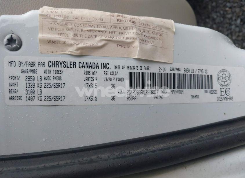 Photo 9 of 2014 Dodge Grand CARAVAN SE/SXT (VIN 2C4RDGBG0ER298917)