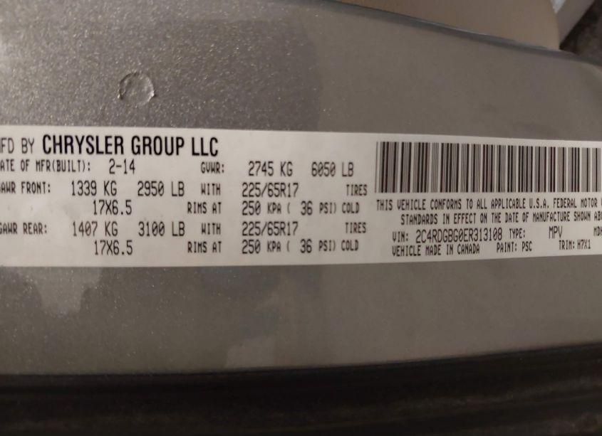 Photo 9 of 2014 Dodge Grand CARAVAN SE (VIN 2C4RDGBG0ER313108)