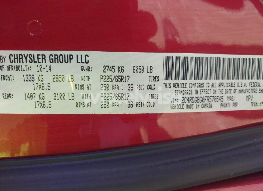 Photo 9 of 2015 Dodge Grand CARAVAN SE (VIN 2C4RDGBG0FR570545)