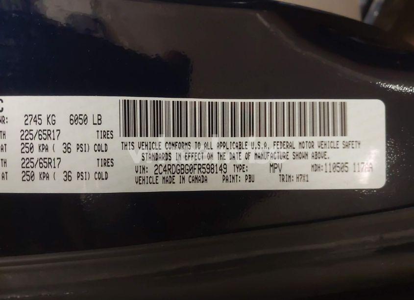 Photo 9 of 2015 Dodge Grand CARAVAN SE (VIN 2C4RDGBG0FR598149)