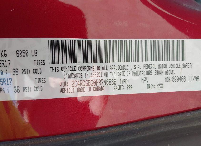 Photo 9 of 2015 Dodge Grand CARAVAN AMERICAN VALUE PKG (VIN 2C4RDGBG0FR746638)