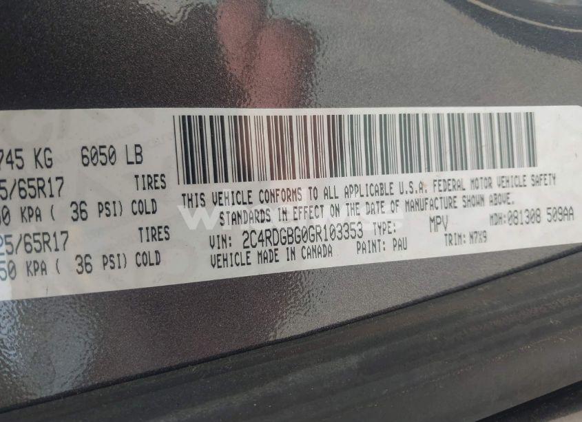 Photo 9 of 2016 Dodge Grand CARAVAN SE PLUS (VIN 2C4RDGBG0GR103353)