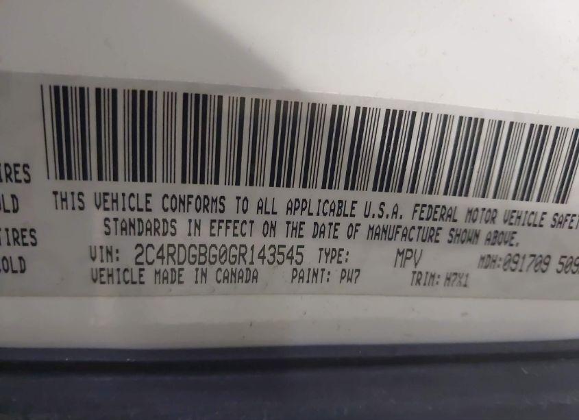 Photo 9 of 2016 Dodge Grand CARAVAN SE (VIN 2C4RDGBG0GR143545)